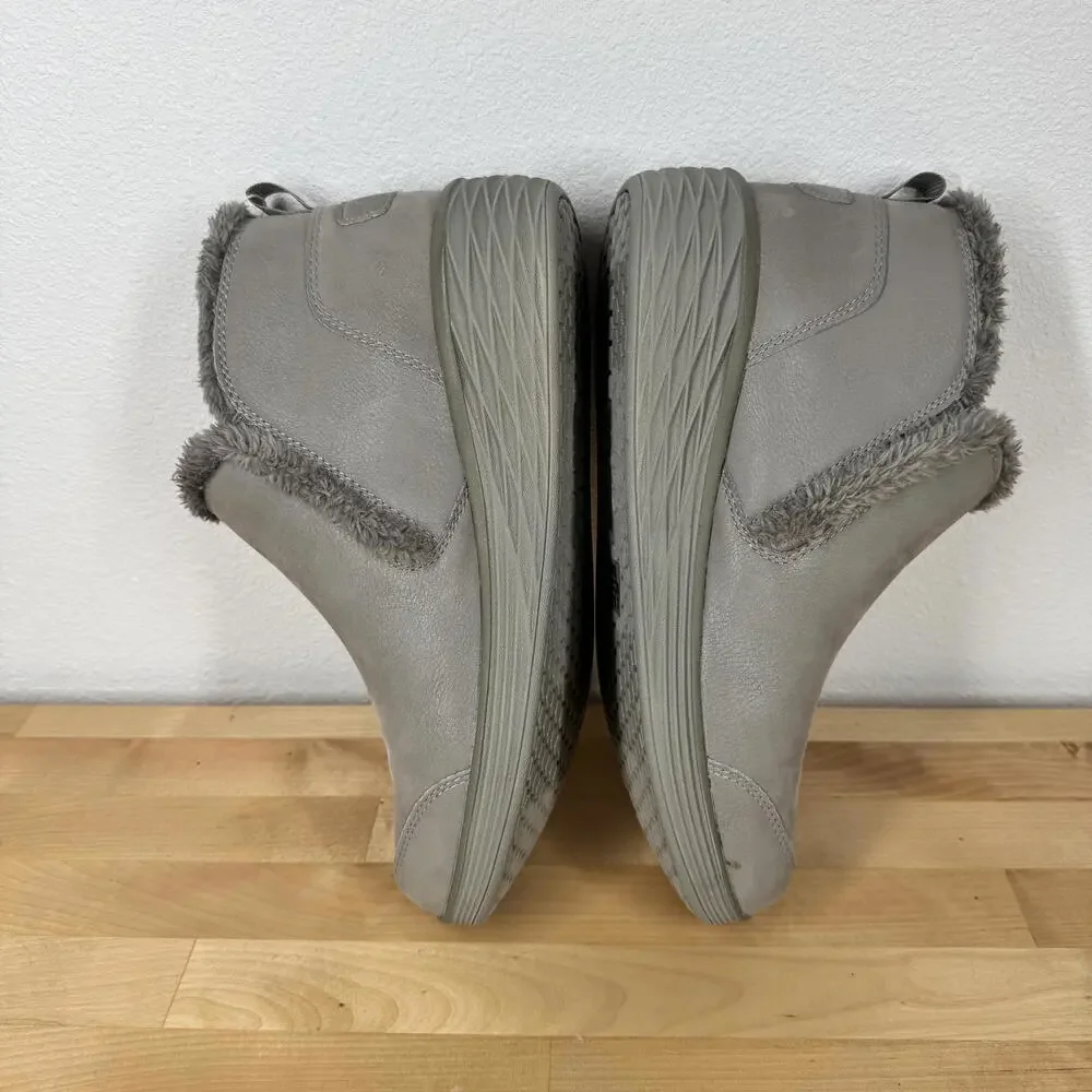 Ryka Namaste Women's Ankle Boots with Faux Fur Lining‎ Grey Gray Slip On sz9